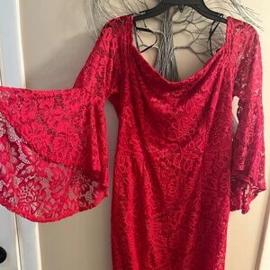 Premier Amour off shoulder bell sleeve dress